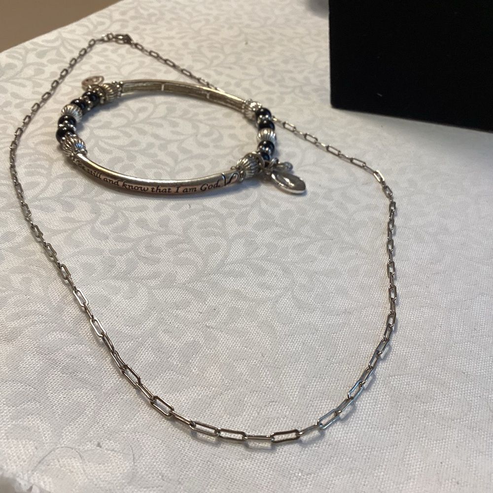Silvertone Bracelet and Necklace Set